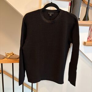EUC COS Classic Black Knit Sweater Jumper M 100% Wool Horizontal Ribbed